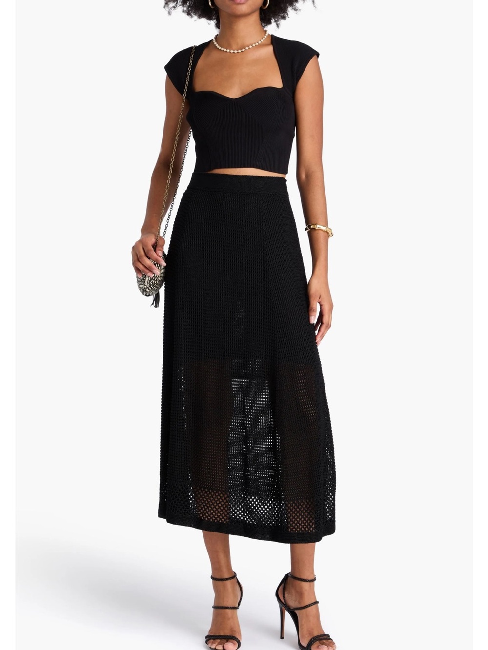 Zimmermann Black Crochet A-Line Maxi Skirt